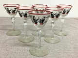 Group of Hand Painted Cocktail Glasses