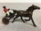 Horse and Jockey Sulky Racing Cast Iron Figurine