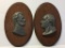 Pair of Presidential Cast Metal Silhouette Plaque of Abe Lincoln and George Washington
