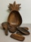 Wooden Pineapple Shaped Bowl, Plates and Utensils Made in the Philippines