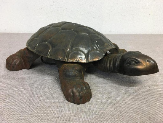 Vintage Metal Cast Turtle Spittoon