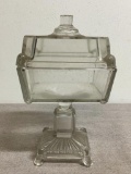 Antique Adams Post Square Panes Compote Ripley Hollow Stem Candy Dish