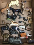 Lot of Cast Metal/Plastic Miniature Animal Figures and More