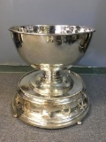 Giant Silver Plate Punch Bowl and Metal Pedestal