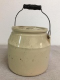 Antique Pottery Crock w/Lid and Handle