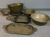 Group of Vintage Metal Bowls, Baking Pan and More