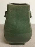 Vintage Chinese High Fired Ceramic Crackle Hu Vase w/Celadon Crackle Glaze