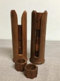 Pair of Wood Napkin Rings w/Stands