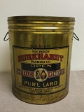 Vintage Burkhardt Packing Co Kelle Rendered Pure Lard 50 Gal Tin Dayton, OH