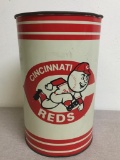 Vintage Cincinnati Reds Metal Trash Can