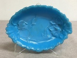 Antique Blue Opaline Glass Tray