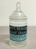 Vintage White Beaver's Cough Cream Glass Jar