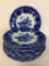 Set of Twelve Flow Blue Turkey Plates