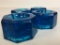 Set of Four Blue Glass Votive Candle Holders