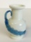 Milk Glass Vase with Blue Glass Detail