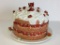 Hand Made Porcelain Strawberry Cake Cover w/Lid Made in Italy