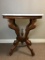 Antique Wood and Marble Top Table on Casters