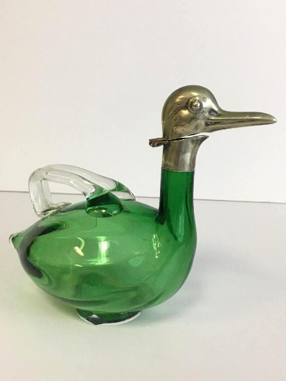 Vintage Duck Glass Decanter Made in Czechoslovakia