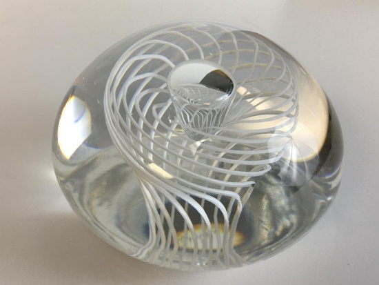 Vintage Signed Glass Paperweight
