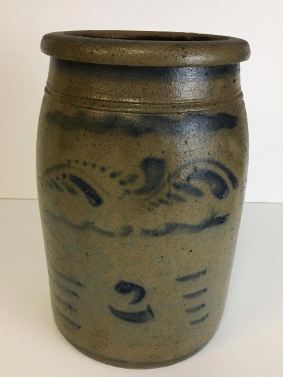 Antique Stoneware Crock w/Blue Markings
