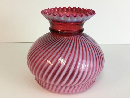 Vintage Fenton Style Cranberry Ruffled Top Spiral Shade Insert