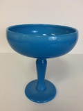 Blue Opaline Pedestal Compote Footed Glass Dish