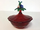 Hand Blown Red Glass Dish
