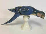 Vintage Royal Dux Porcelain Parrot Blue Macaw