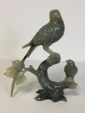 Hand Carved Chinese Green Hardstone Pheasant Statue