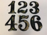 Group of Hand Painted Tin Numbers