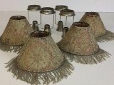 Vintage Candlestick Holders w/Lace and Beaded Shades