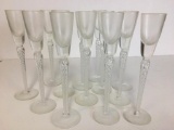 Set of 13 Crystal Air Twist Stem Cordial Glasses