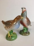 Pair of Hand Painted Porcelain Partridge Birds Made in Italy