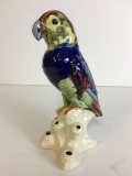 Vintage Stamped Yankoware Pottery Parrot Flower Frog