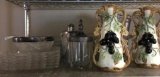 Misc Lot of Glass Dishes, Condiment Tray, Canister, Pitcher and More
