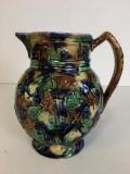 Antique Majolica Lyre Pitcher