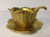 Pickard Lotus Condiment Nut Dish 24 KT Gold #370