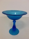Raised Blue Glass Candy Dish