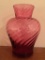 Cranberry Spiral Twist Glass Vase, May be Fenton, 6 Inches Tall