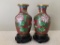 Pair of Asian Cloisonne Flower Vases w/Bases