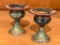 Pair of Raku Pottery Candlestick Holders