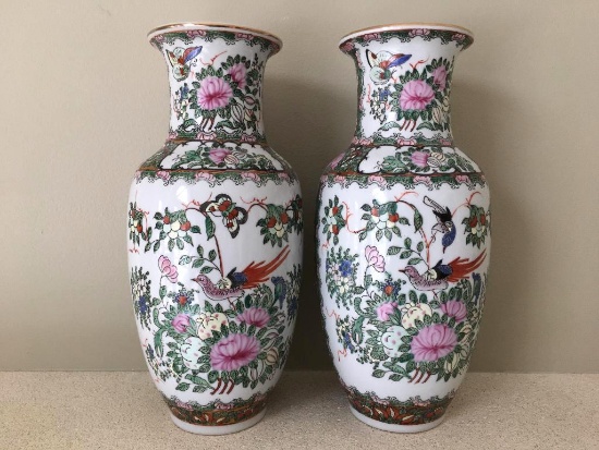 Pair of Hand Painted Vases by Andrea by Sadek