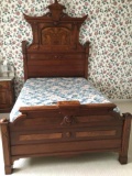 Antique Victorian Walnut Queen Bed and Mattress