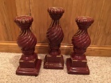Group of Three Bombay Pottery Candle Holders
