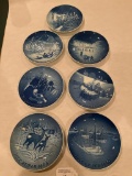 Set of Seven Various Date, B&G Copenhagen Porcelain Plates as Pictured