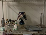 Contents of Shelf in Garage, Includes a Lamp, Cracked and Damaged Royal Doultons and More as