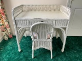 Wicker Desk w/Drawer and Chair