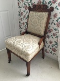 Antique Upholstered Chair on Casters