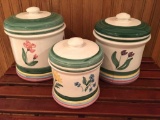 Set of Three Caleca, Made in Italy Canisters with Lids