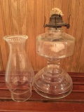 Vintage Oil Lamp  Total height is 18 inches